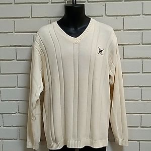 JOHN ASHFORD GOLF Men's Cream 100% Cotton Sweater. Size Large.